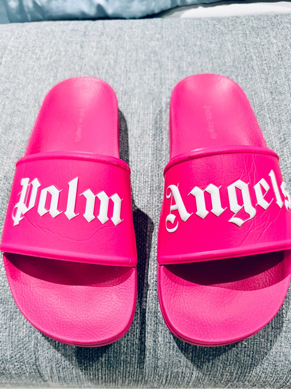 Palm Angels Hot Pink Logo Slide Sandals